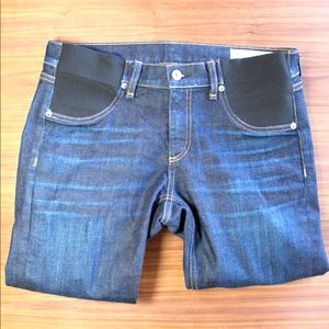 Rag and Bone maternity jeans, dark wash, side paneling, size 27
